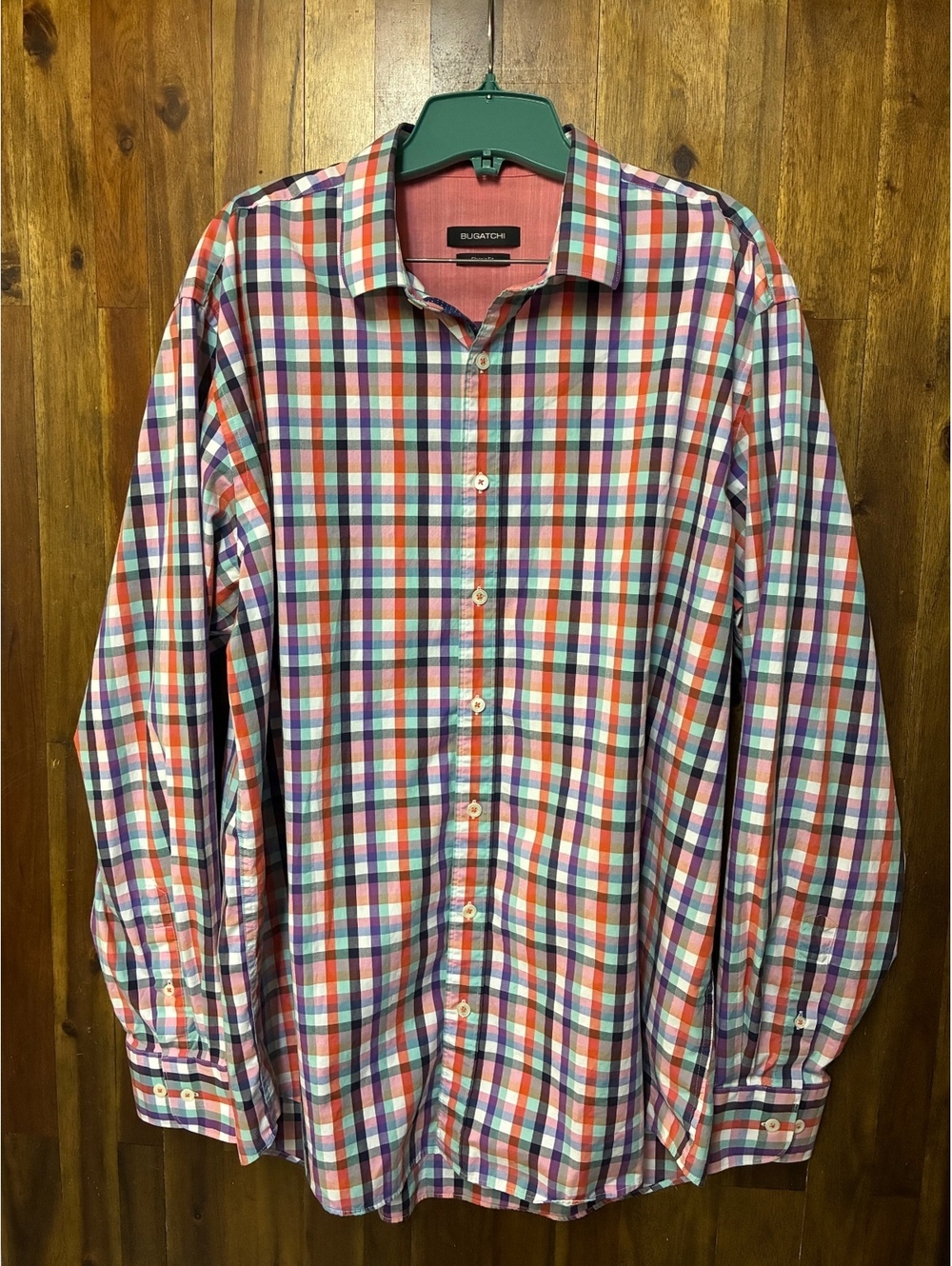 Bugatchi Multicolor Plaid Check Button Up Shirt Classic Fit 100% Cotton XL Men’s
